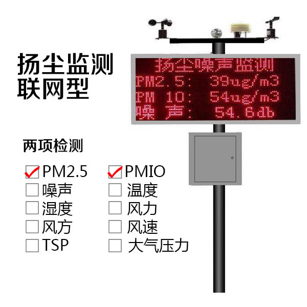 兩項(xiàng)揚(yáng)塵在線監(jiān)測(cè)系統(tǒng)監(jiān)測(cè)PM2.5+PM1O聯(lián)網(wǎng)型